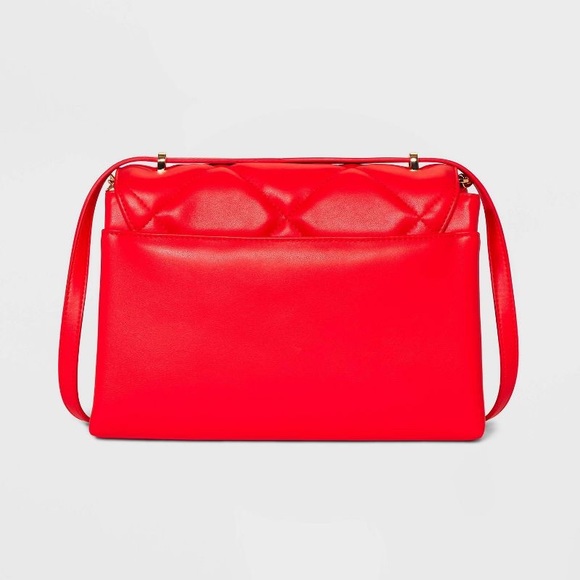 NWT A New Day Shoulder to Crossbody Quilted Red with Gold Chain Detail Bag - Picture 5 of 16